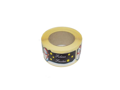 [014492] Pegatinas 'Felices Fiestas' Muñeco De Nieve 250 etiquetas