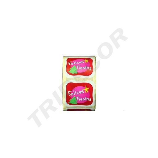 [014469] Egatina 'Happy Holidays' Tree Motif 4X4cm 500 Roll