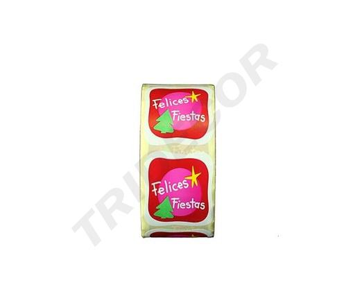 [014469] Egatina 'Joyeuses Fêtes' Motif d'arbre 4X4cm Rouleau de 500