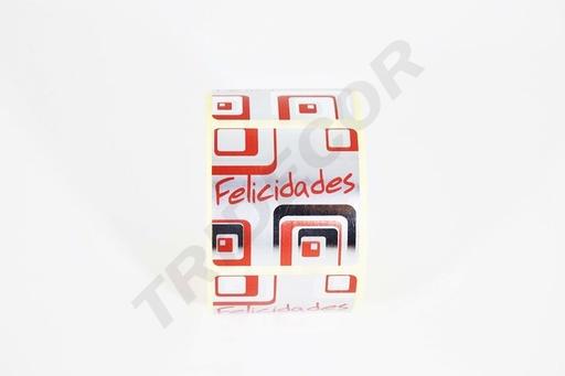 [014473] Pegatina De Felicitaciones Plata Y Rojo 250 Unidades