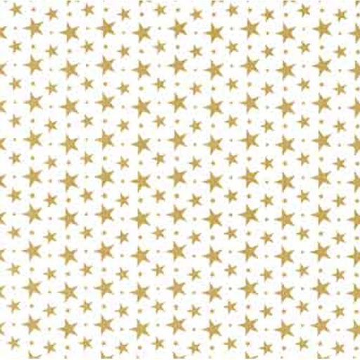 [014919] Papel de Tissue Branco com Estrelas Douradas 75X50cm 100 unidades