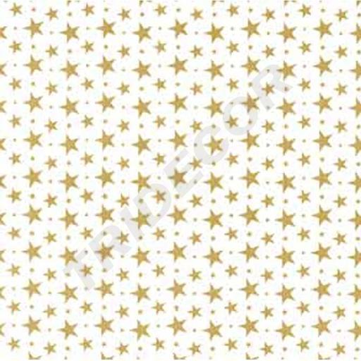 [014919] Papel de Tissue Branco com Estrelas Douradas 75X50cm 100 unidades