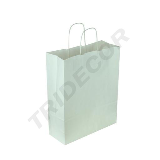 [010606] Saco de papel celulose branco com alça enrugada 32X13X41cm 25 unidades