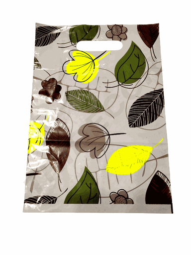 [0101084] Bolsa de Plástico Asa Troquelada 25X35cm Hojas 100 /Pq 20Pq/caja