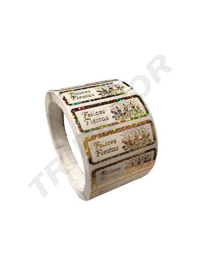 [014422] Sticker 36X13mm Happy Holidays 500-Roll