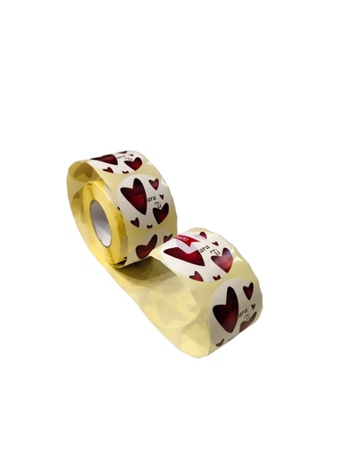 [0141047] “只为你”圆形红心白色背景贴纸 500 卷 Pegatina "Solo para Ti "Redondo Corazon Roja Fondo Blanca 500-Rollo