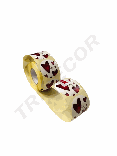 [0141047] Sticker "Just for You" Round Red Heart White Background 500-Roll