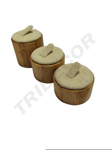 [0091039] 圆形戒指三件套 橡木土黄 Expositor Joyería Lino Con Madera 