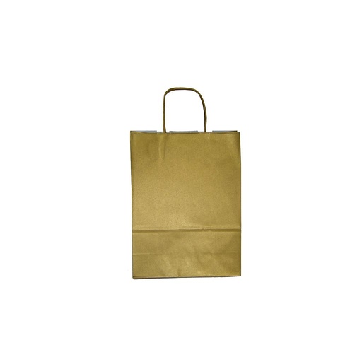 [010595] Bolsa De Papel De Celulosa Con Asa Arrugada De Color Oro 45X49X15Cm 25 Unidades