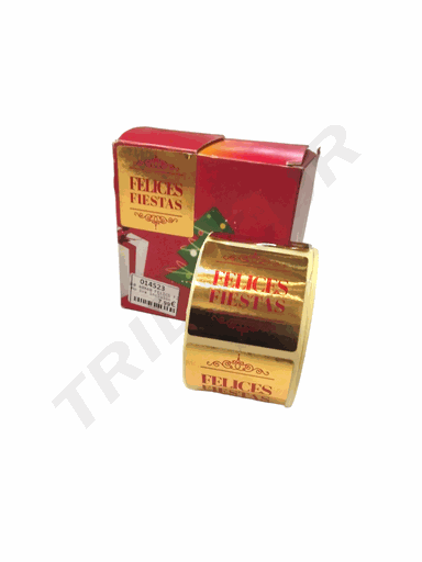 [014523] Adesivo 'Buone Feste' Rosso e Oro Quadrato