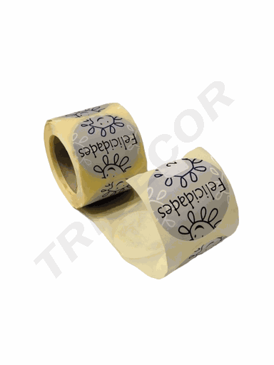 [014479] Complimenti adesivo girasole argento e blu 250 unità/rotolo