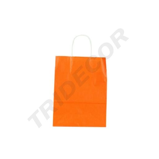 [010046] Sac en papier cellulose avec poignée frisée, couleur orange, 45X15X49 cm - 25 unités