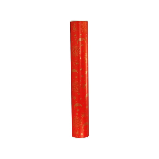 [014176] Papier cadeau rouge avec détails dorés 62cm