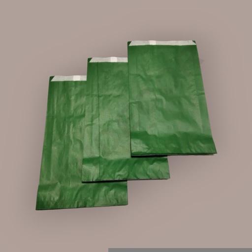 [010452] Bolsitas de Papel Color Blanco 18+4X32 Verde Oscuro 40 Gr 100Uds
