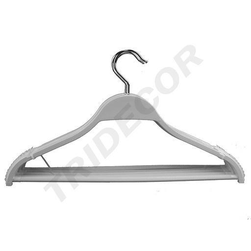 [005137] White Wooden Hanger with Bar 43cm 5 units