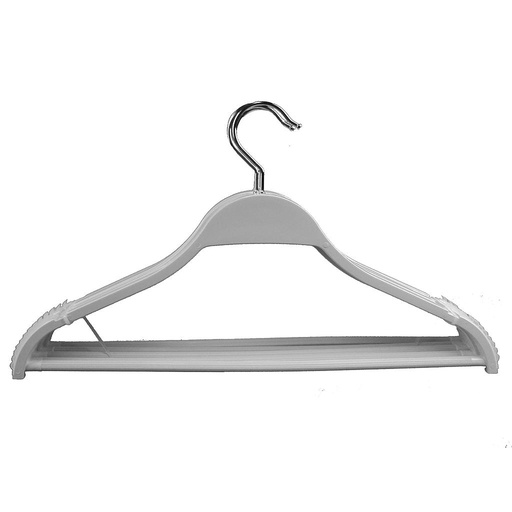 [005137] White Wooden Hanger with Bar 43cm 5 units