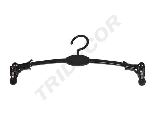 [005011] Perchas de Plástico con Pinzas, Color Negro 27 Cm 10 Unidades