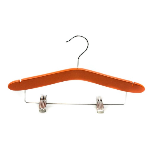 [005112] Children's Wooden Hanger with Bars and Clips Various Colors 5 Units