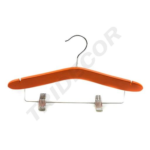 [005112] Children's Wooden Hanger with Bars and Clips Various Colors 5 Units