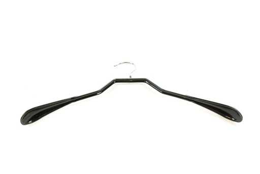 [005069NG] Black Rubber Lined Wooden Hanger 42cm 5units