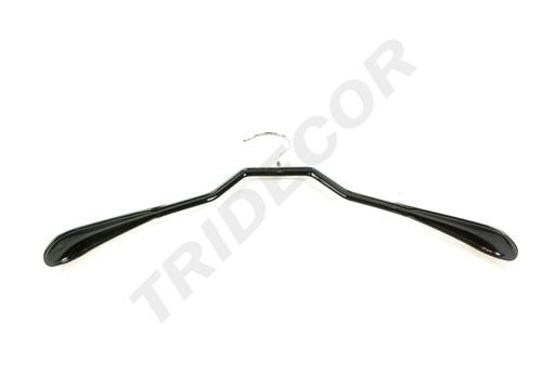 [005069NG] Black Rubber Lined Wooden Hanger 42cm 5units