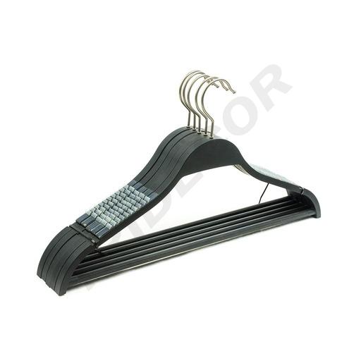 [005071] Slotted Wooden Hangers with Bar and Non-Slip 43 cm