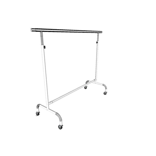 [038944] Coat Rack with Wheels Extendable and Height Adjustable White