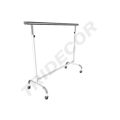 [038944] Perchero Con Ruedas Extensible y Regulable En Altura Blanco130/210X100X57cm