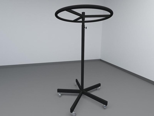 [038306] Round Coat Rack with Wheels Black Height 115-188cm Diameter 81cm