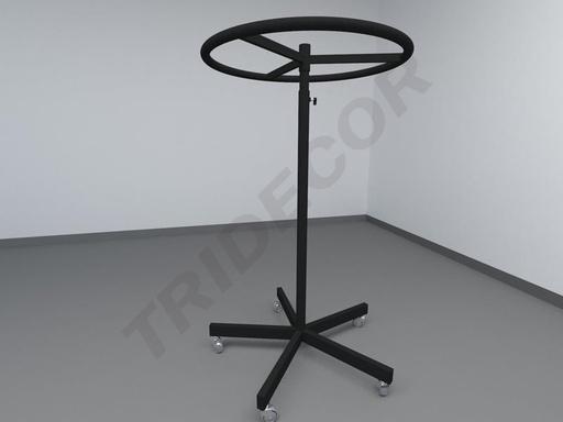 [038306] Round Coat Rack with Wheels Black Height 115-188cm Diameter 81cm