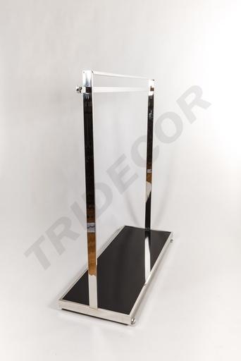 [038526] Steel Coat Rack with Bar and Side Hanger Black Glass Base