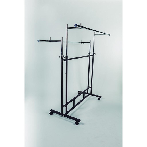 [038117] Steel Coat Rack with Two Shelves and Round Bar