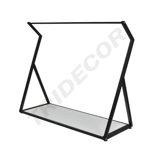 [038299] Cuier din metal negru pe lateral cu bord de lemn