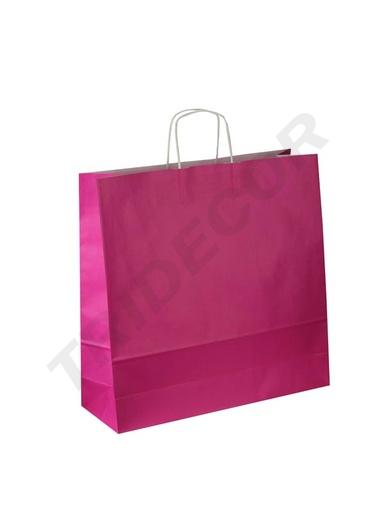 [010047] Sac de hârtie de celuloză cu mâner creț fucsia 49X44X15 CM 25 de unități