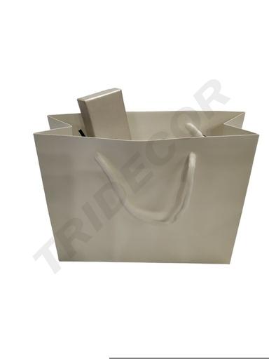 [010987] 白色手提纸袋Bolsa de Papel Lujo Blanco Mate 12Und/Pack 25X9X20cm