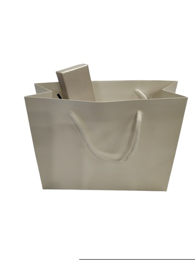 [010987] Bolsas De Lujo Con Asa De Cordón 25X9X20Cm Blanco 12 Unidades