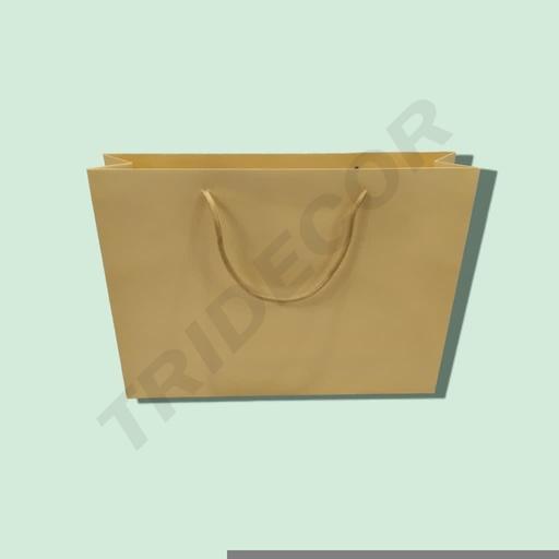 [0101000] Bolsa de Papel Plastificado Con Asa de Cordón 44+14X32cm Color Crema