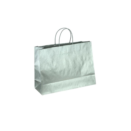 [010692] Bolsa De Papel Kraft Con Asa De Cordón Plateado 54X16X43 Cm 25 Unidades