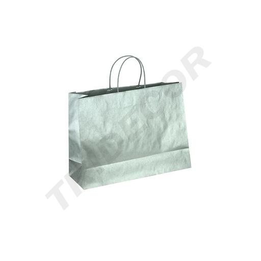 [010692] Sac de hârtie Kraft cu mâner din sfoară argintie 54x16x43 cm 25 de unități