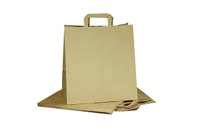 [010328] Sac en papier avec poignée plate couleur Havane 34x22x32 25 unités