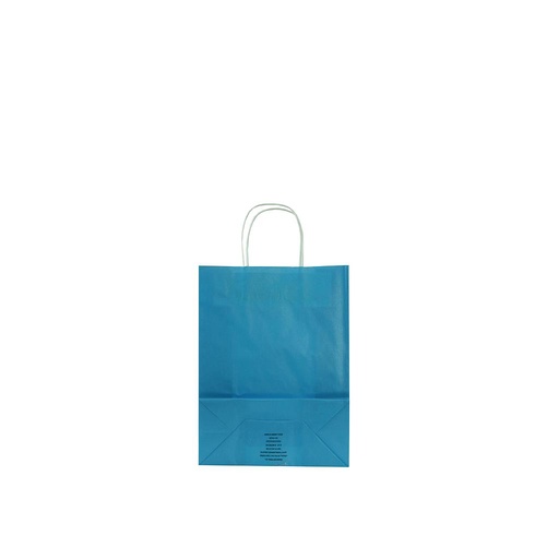 [010770] Sac en papier de cellulose bleu clair avec poignée torsadée 12X27X37 CM 25 unités