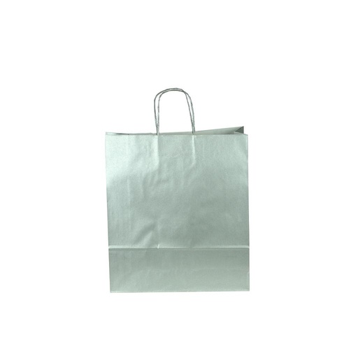 [010599] Bolsa De Papel De Celulosa Con Asa Rizada Color Plata 45X49X15Cm 25 Unidades