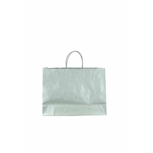 [010691] Saco de Papel de Celulose com Alça de Cordão, Cor Prata, 33X15X45 CM, 25 Unidades