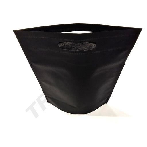 [010501] Sac non tissé noir 70G Vertical avec poignée découpée et soufflet de base 25X35+10cm 25unités/paquet