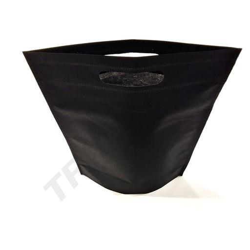 [010501] Schwarze Vlies-Tasche 70G vertikal mit Stanzgriff und Bodenfalte 25X35+10cm 25 Stück/Packung