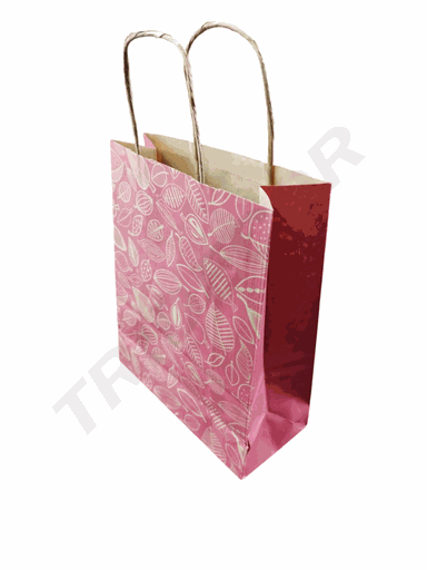 [010014] 红色叶子纸袋 Bolsa Papel Roja Con Hojas 25 uniddaes