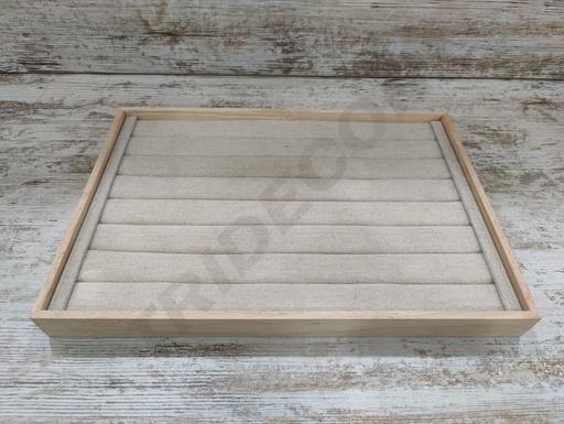 [0091023] Wooden Ring Display Tray with Linen 50 units/box