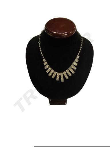 [009601] Necklace Display Stand in Black Velvet and Wood 30cm