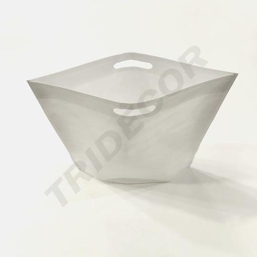 [010502] White Non-Woven Bag 70G Vertical with Die-Cut Handle and Base Gusset 25X35+10cm 25units/Pack