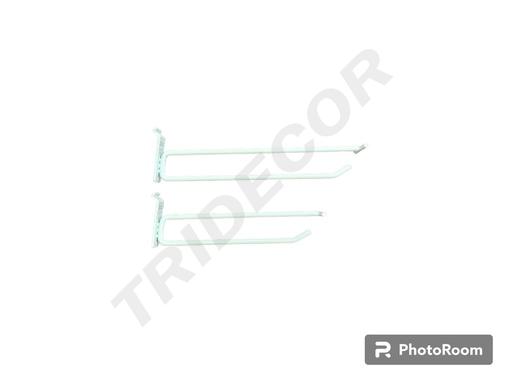 [001053] 001561Ganchos Doble Alambre Blanco Con Portaprecio Para Lama Aluminio 25Cm